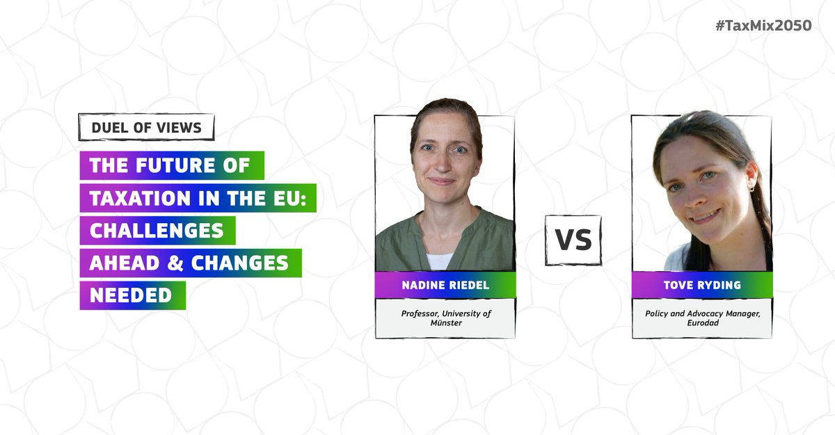 Coming up soon at the Tax Symposium, we’re setting the scene for our 𝐃𝐮𝐞𝐥 𝐨𝐟 𝐕𝐢𝐞𝐰𝐬! Taking part ↩️ 🏆 @toveryding of @eurodad 🏆 Prof. Nadine Riedel of @uni_muenster Not to be missed! Tune in 👉 europa.eu/!F9w4p4