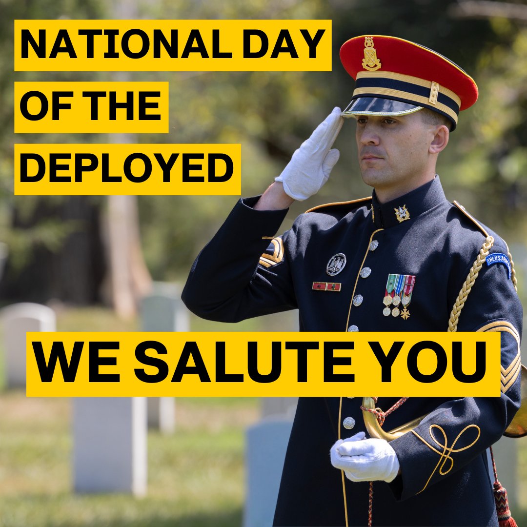 The U.S. Army Band “Pershing’s Own” (@theusarmyband) on Twitter photo On National Day of the Deployed, we salute our deployed service members and their families for their unwavering commitment. We thank you for your service, your sacrifices, and your bravery. #NationalDayOfTheDeployed #SaluteToService 🇺🇸 On National Day of the Deployed, we salute our deployed service members and their families for their unwavering commitment. We thank you for your service, your sacrifices, and your bravery. #NationalDayOfTheDeployed #SaluteToService 🇺🇸