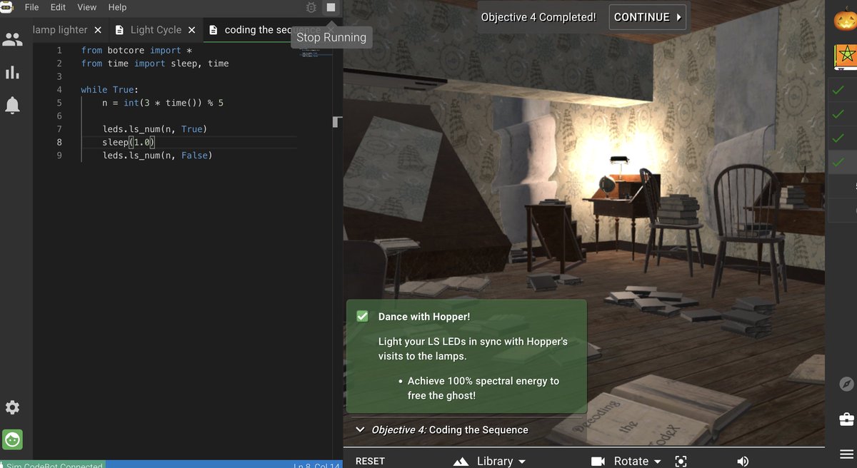 MayfieldGT's tweet photo. #HauntedCodeChronicles complete!!! Now to go back and find more elegant solutions... :)
I have one 7th grade student just behind me in completing the challenge - the goal would be to unhaunt as many spots as possible in our time remaining - kudos to @FiriaLabs for the fun!!! https://t.co/ZQ2RLI2mR4