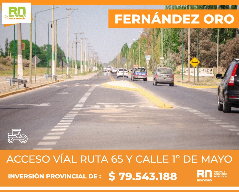#FernándezOro | Desde la Provincia avanzamos con más obras que benefician a las y los rionegrinos que transitan por la zona para brindar un mejor ordenamiento vial y mayor seguridad vial.