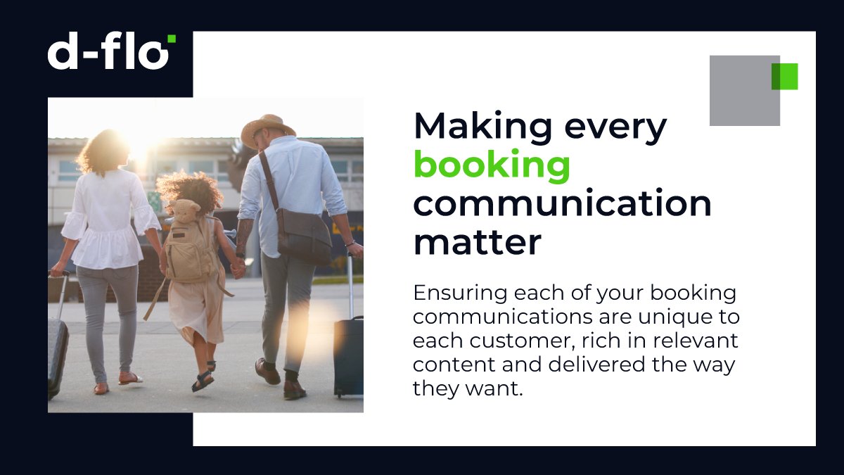dfloLimited's tweet photo. Your customer’s booking is a special experience so why treat it generically? Our automated, data-driven travel communications platform ensures every communication is as unique as each of your customers and their booking. #TravelComms #MakingEveryCommunicationMatter @dfloLimited https://t.co/KQiG0TKIj7