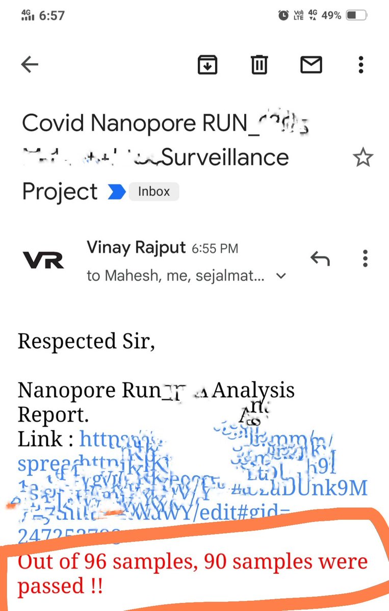 What a day for us. Especially last 2 lines, where 90 out of 96 wastewater samples lineage assigned for covid on <a href="/nanopore/">Oxford Nanopore</a>.  Great efforts by Sejal Matra, Harshada Ghode <a href="/vinayrajput_IND/">Vinay Rajput</a>. <a href="/ClusterPune/">Pune Knowledge Cluster</a> <a href="/csir_ncl/">CSIR-National Chemical Laboratory</a> <a href="/RockefellerFdn/">The Rockefeller Foundation</a> <a href="/megan_b_diamond/">Megan Diamond</a> thanks Joshua Quick for inputs