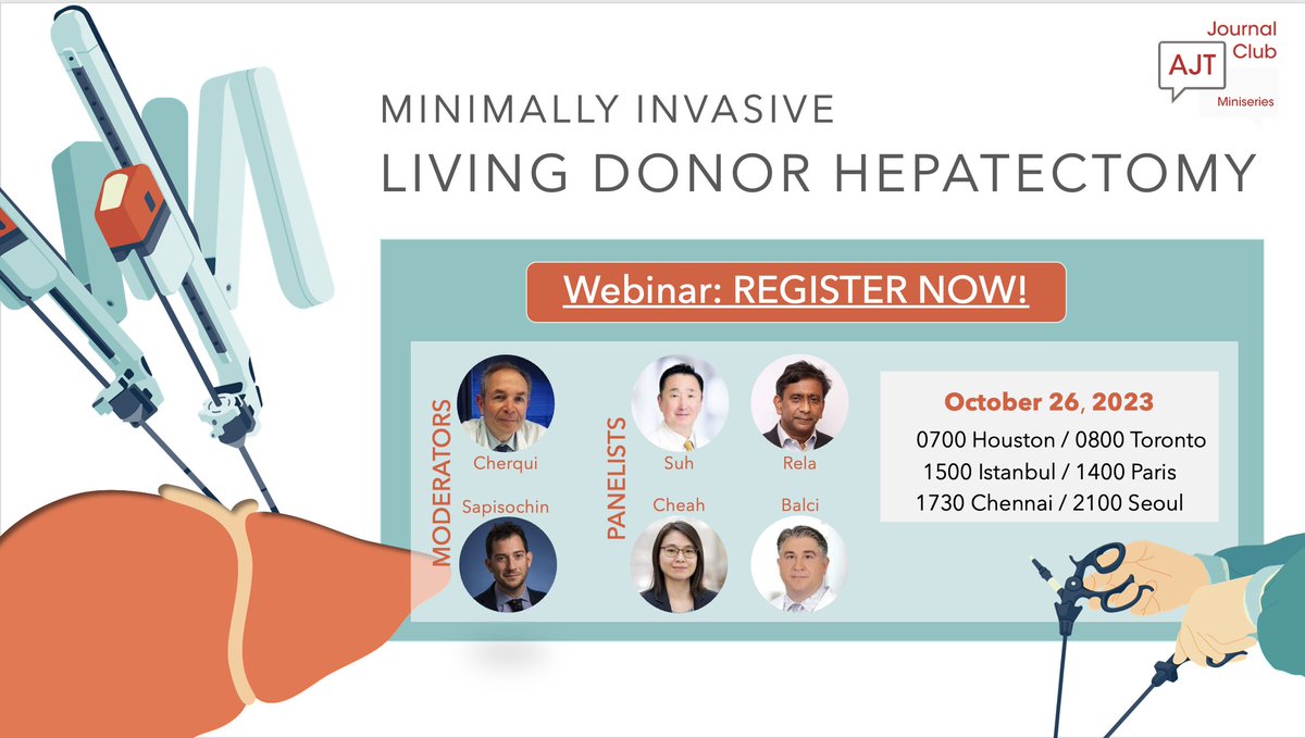 SandyFeng (@sandyfeng8) on Twitter photo SIGN UP TODAY: 10/26 <a href="/amjtransplant/">American Journal of Transplantation</a> INTERNATIONAL webinar Lap/Robotic Living Donor Hepatectomy.
Chat with @sapisochin🇨🇦 <a href="/danielcherqui/">daniel cherqui</a>🇫🇷 <a href="/dbalci/">deniz balci</a>🇹🇷 KS Suh🇰🇷 M Rela🇮🇳 YL Cheah🇺🇸
us02web.zoom.us/webinar/regist…
<a href="/ASTSChimera/">ASTS</a> <a href="/AST_LDCOP/">Living Donor Community of Practice (LDCOP) - AST</a> <a href="/AST_LICOP/">Liver/Intestinal Community of Practice - AST</a> SIGN UP TODAY: 10/26 <a href="/amjtransplant/">American Journal of Transplantation</a> INTERNATIONAL webinar Lap/Robotic Living Donor Hepatectomy.
Chat with @sapisochin🇨🇦 <a href="/danielcherqui/">daniel cherqui</a>🇫🇷 <a href="/dbalci/">deniz balci</a>🇹🇷 KS Suh🇰🇷 M Rela🇮🇳 YL Cheah🇺🇸
us02web.zoom.us/webinar/regist…
<a href="/ASTSChimera/">ASTS</a> <a href="/AST_LDCOP/">Living Donor Community of Practice (LDCOP) - AST</a> <a href="/AST_LICOP/">Liver/Intestinal Community of Practice - AST</a>