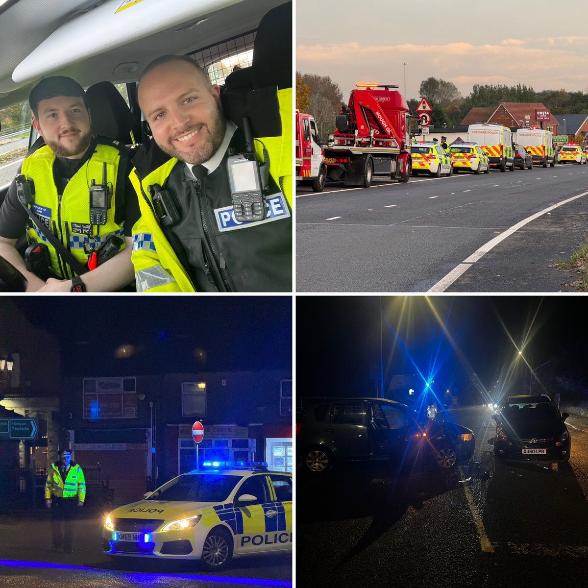 CheshPolSC's tweet photo. Yesterday our Chief Officer joined S/Insp Mann on duty as a county resource. 🚔 

Over the 12 hours they attended RTCs in Warrington &amp; Disley (Peak District), supported Runcorn with eviction enforcement and proactively patrolled Knutsford &amp; Wilmslow.

https://t.co/GVuSAdsGqr https://t.co/ZmJqYPCmLh