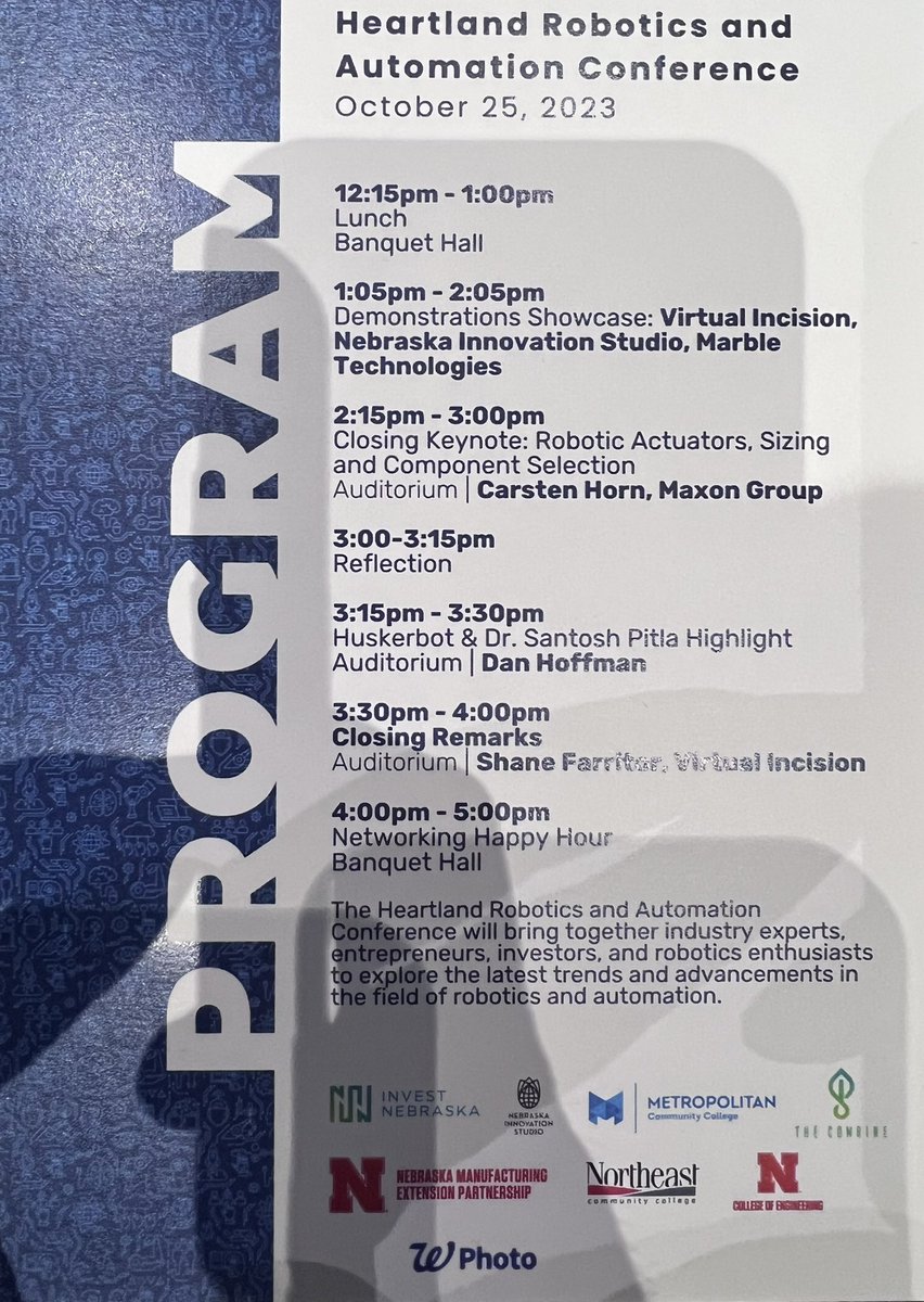 So excited to be at the Heartland Robotics Cluster event on Nebraska Innovation Campus! 

Absolutely incredible technology being showcased &amp; insight from incredible leaders in the space!

Thanks to Dan Hoffman, Invest Nebraska &amp; all involved leading events like this in Nebraska!