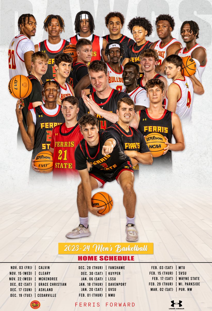 GO DAWGS! Check out the 2023-24 @FerrisMBBALL home schedule and get your tickets now at FerrisStateBulldogs.com/Tickets!