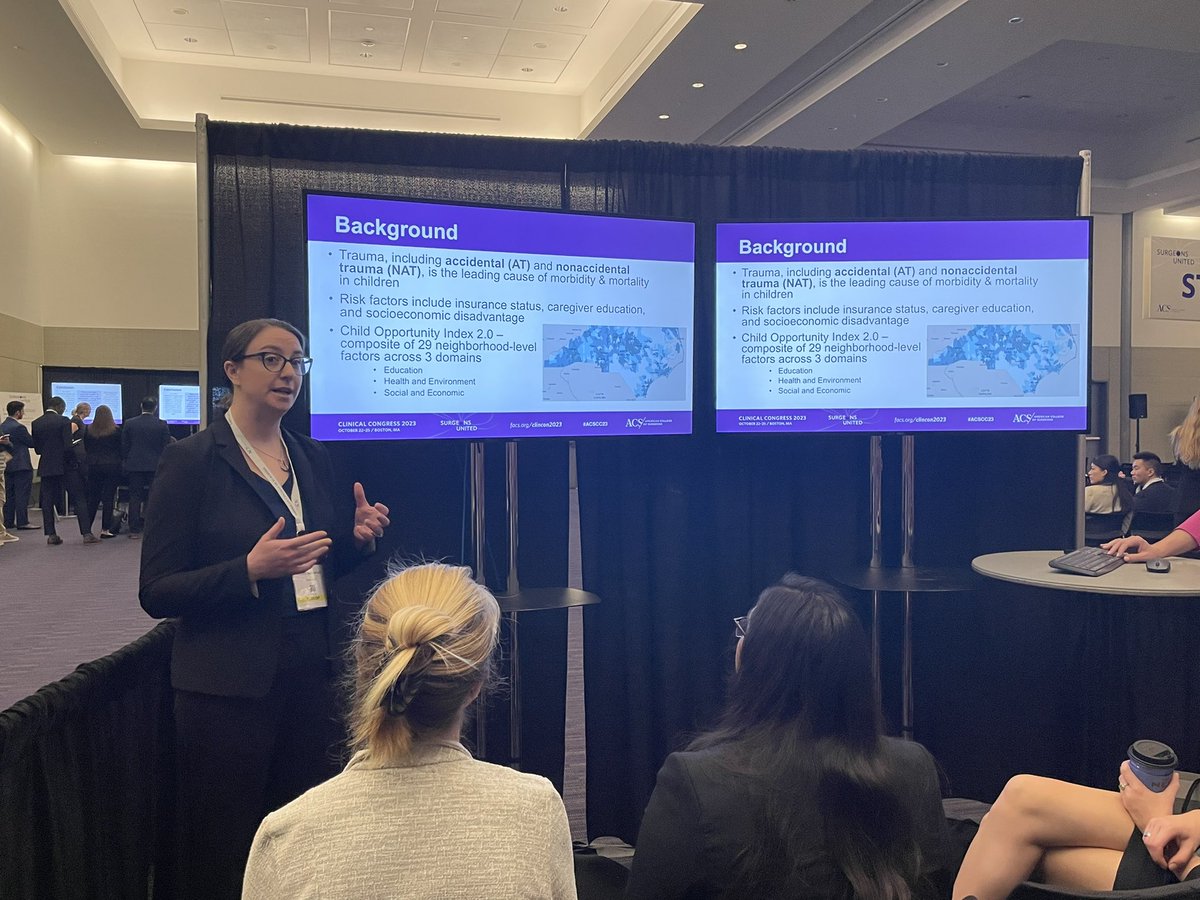 Nice presentation by <a href="/lauraburkbauer/">Laura Burkbauer</a> , <a href="/UNCSurgery/">UNC Surgery</a> resident, on impact of child opportunity index on pediatric trauma length of stay. <a href="/mrphillips_89/">Michael Phillips, MD</a> #uncpedssurgbestsurg #pedssurgbestsurg