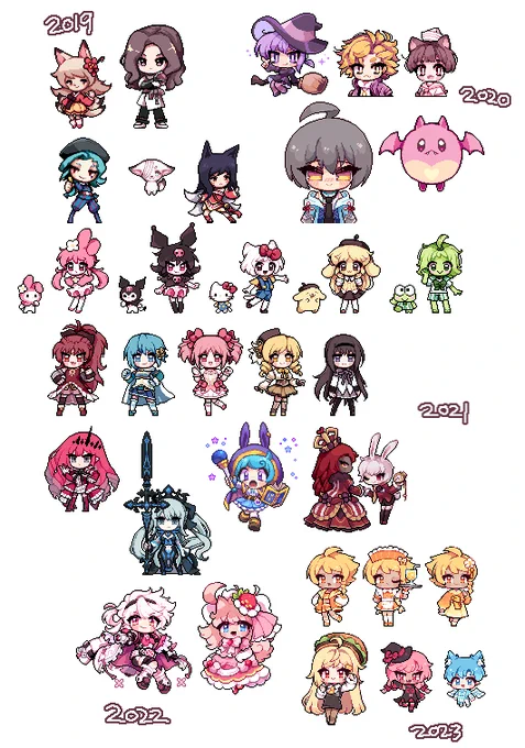 My pixel arts Since 2019~2023#pixelart #pixel #pixelartist #ドット絵 #픽셀아트 