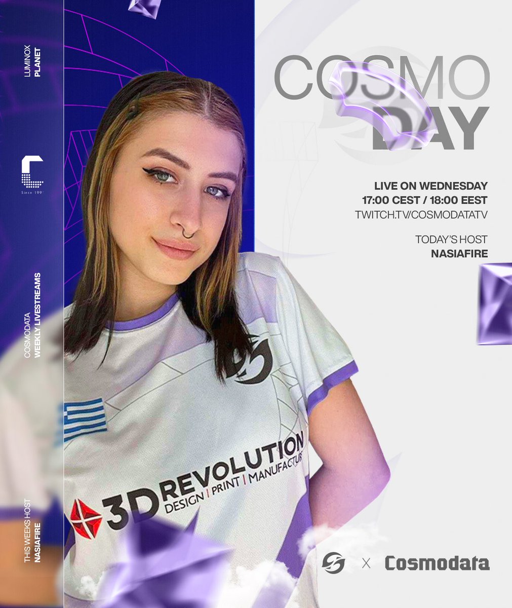 GET READY FOR TODAY'S STREAM 🥳 Content Creator - @NasiaFire_ 📺 - twitch.tv/cosmodatatv ⏰ - LIVE NOW @cosmodata