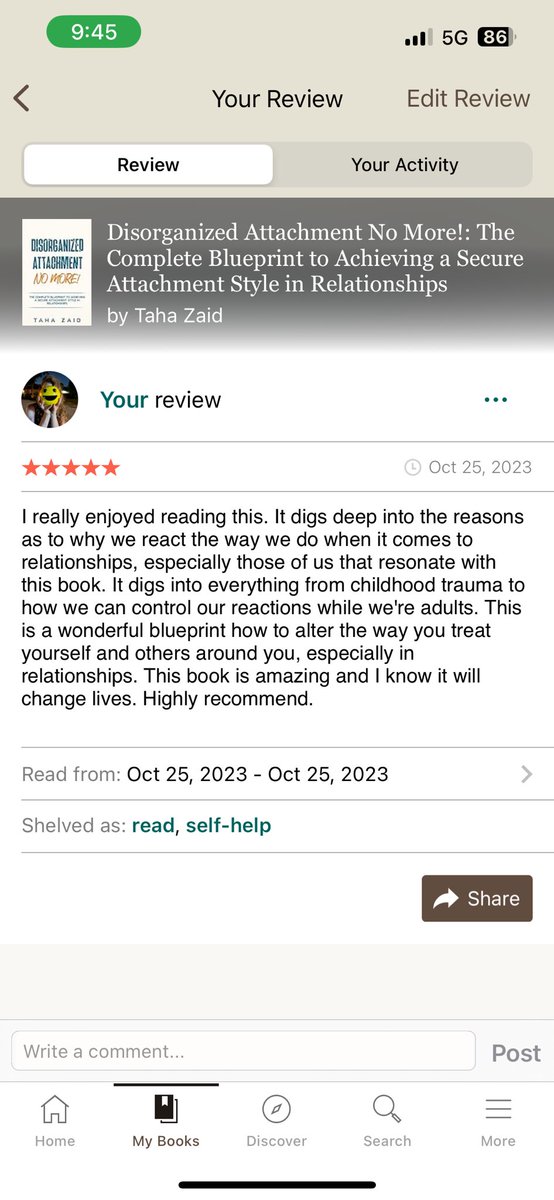 renesmeewolfen's tweet image. BOOK REVIEW! 

This is a wonderful blueprint how to alter the way you treat yourself and others around you, especially in relationships.

Get it on Amazon: amzn.to/49jed34

#selfhelpbooks #disorganizedattachment #practicalguide #insecurityissues #emotionsmatter