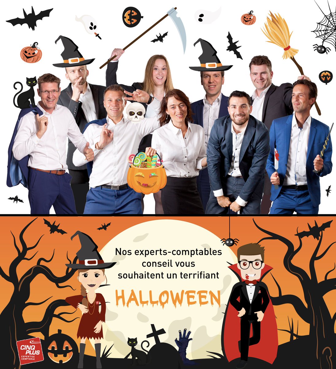 cinqplusexperts's tweet photo. Un bonbon ou un sort ? 🍬🪄

Nos experts-comptables #conseil vous souhaitent un terrifiant #Halloween  🎃 https://t.co/nLJWml3PgP