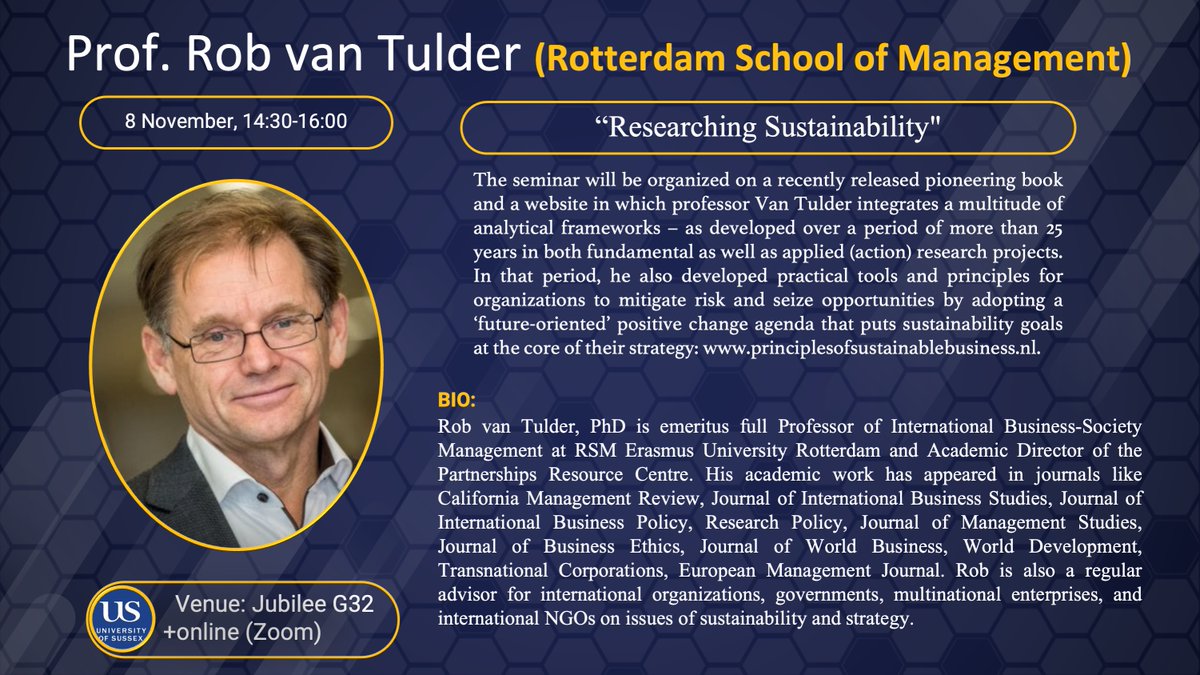 Sorin Krammer (@sorinkrammer) on Twitter photo Join us two weeks from now (November 8, 14:30-16:00) for the second instalment of the Surrey - Sussex seminar series of 2023-2024. We are excited to welcome Rob van Tulder (<a href="/RSMErasmus/">Rotterdam School of Management, Erasmus University</a>) talking about “Researching Sustainability” Register: tinyurl.com/yc2bv3va ; <a href="/sbsatsurrey/">SurreyBusinessSchool</a> Join us two weeks from now (November 8, 14:30-16:00) for the second instalment of the Surrey - Sussex seminar series of 2023-2024. We are excited to welcome Rob van Tulder (<a href="/RSMErasmus/">Rotterdam School of Management, Erasmus University</a>) talking about “Researching Sustainability” Register: tinyurl.com/yc2bv3va ; <a href="/sbsatsurrey/">SurreyBusinessSchool</a>