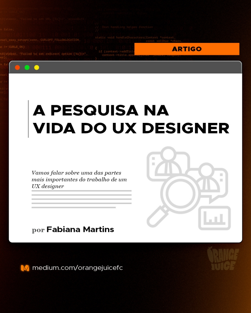 orangejuicetech's tweet photo. Fabiana Martins, UX designer na FCamara, escreve hoje sobre a importância de uma das etapas mais fundamentais da jornada da experiência do usuário: a pesquisa! 📝

Leia: https://t.co/p60k2tGdg8

#tech #research #pesquisa #ux #ui https://t.co/6DNOXli6v9