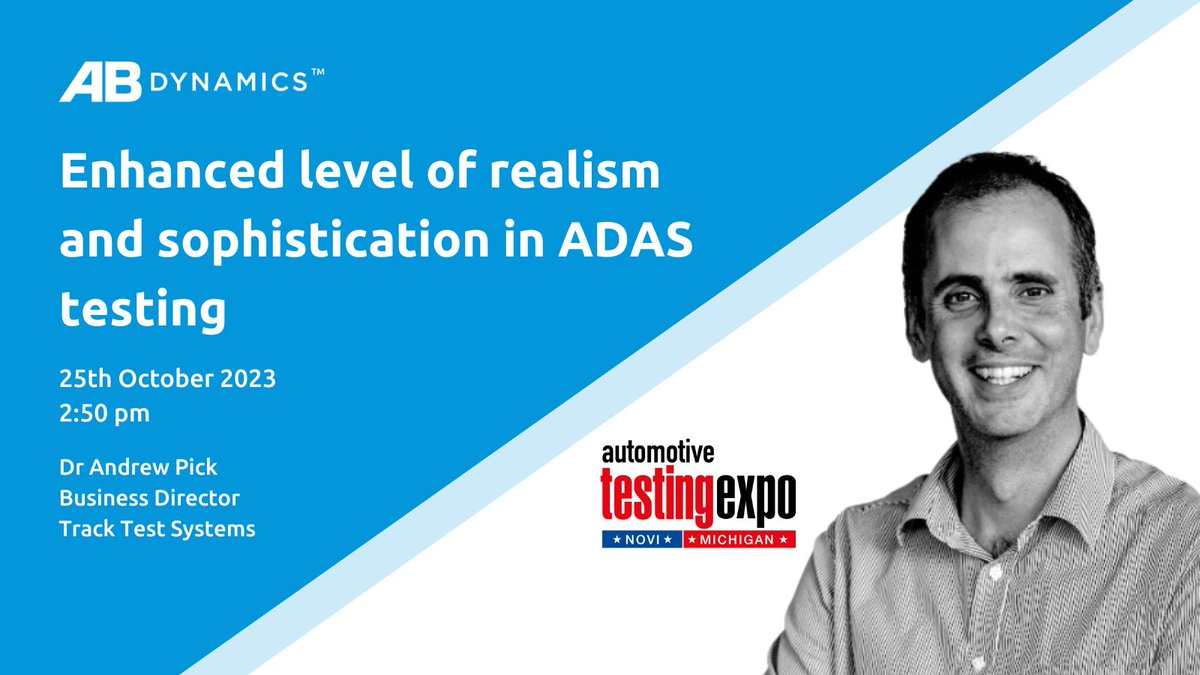 ABDynamics's tweet photo. Today, AB Dynamics' Andrew Pick is presenting "Enhanced level of realism and sophistication in ADAS testing" at the #AutoTestNovi.
#automotive #automotiveindustry #autonomous #techpresentation #ADAS https://t.co/cB3laSJEhc