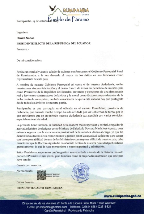 Michell01842886's tweet photo. Desde #Rumipamba apoyan al presidente electo @DanielNoboaOk https://t.co/oiBT4hHsVD