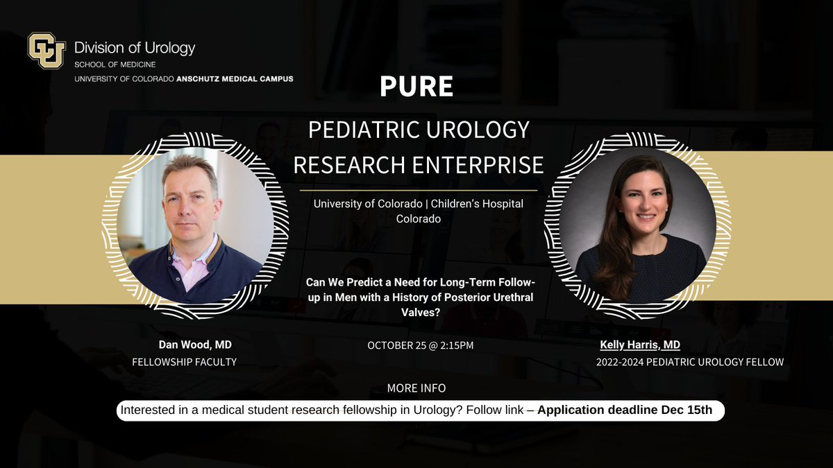 CU Urology (@cu_urology) on Twitter photo Interested in Health Care Transition Research in Urology?
Attending the 15th annual Health Care Transition Research Consortium Symposium?
Catch Drs. Harris & <a href="/drdanwood/">Dan Wood</a>'s presentation today at 2:15pm, & ask about our Medical Student Research Fellowship: medschool.cuanschutz.edu/surgery/divisi… Interested in Health Care Transition Research in Urology?
Attending the 15th annual Health Care Transition Research Consortium Symposium?
Catch Drs. Harris & <a href="/drdanwood/">Dan Wood</a>'s presentation today at 2:15pm, & ask about our Medical Student Research Fellowship: medschool.cuanschutz.edu/surgery/divisi…