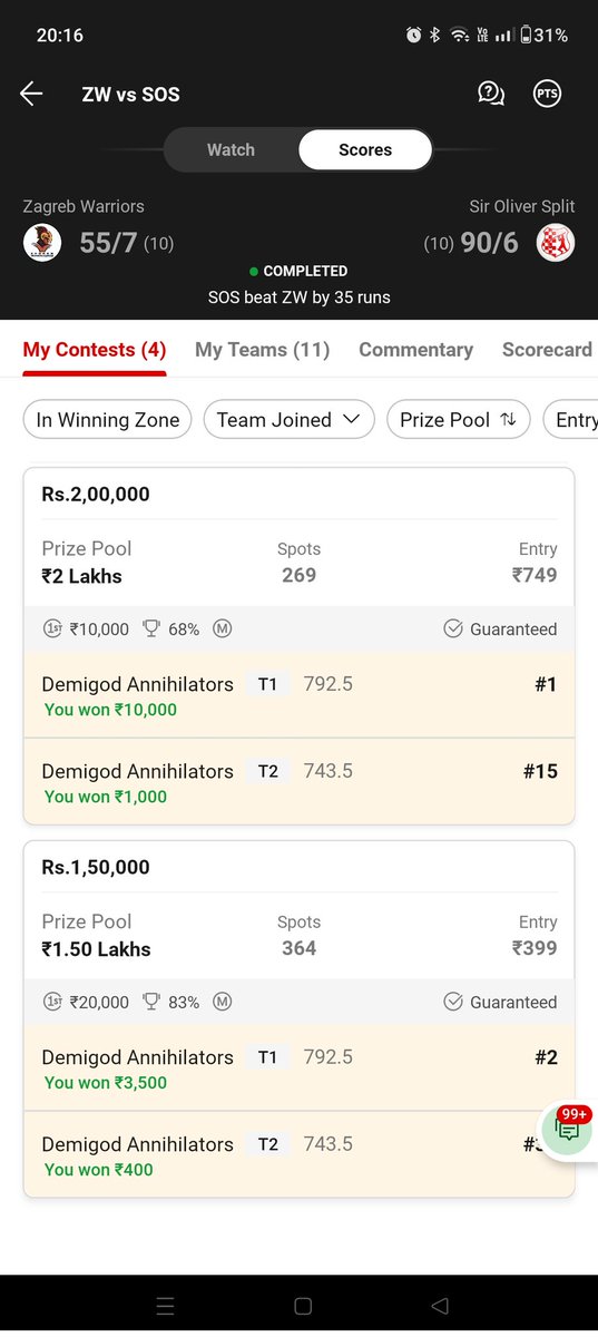 DAnnihilators's tweet photo. Some mini gls in cricket fantasy after a long time🙂 @Dream11 @VUSportOfficial https://t.co/aklsCCgYcQ