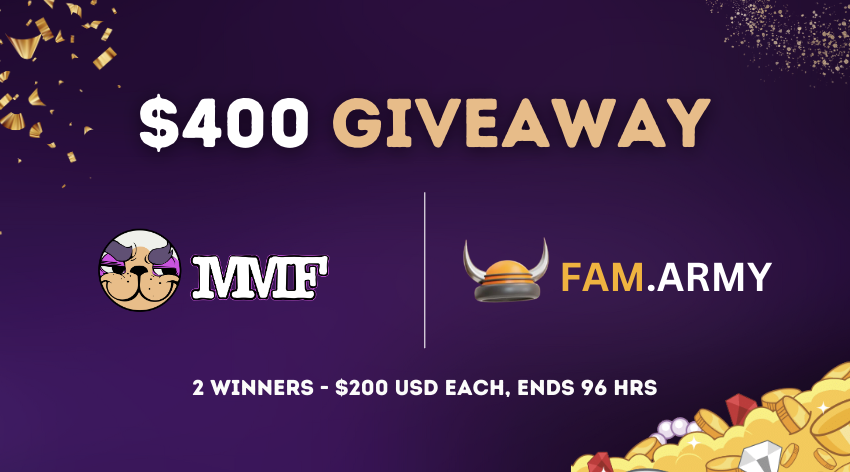 🎊 $400 to Giveaway In Celebration of Fam.Army launchpad🎊 ✅ To qualify 1️⃣ Follow @MMFcrypto & @FamArmy_Tech 2️⃣ RT this post & pinned post 3️⃣ Tag 3 friends in comments section ⏳ Winners will be picked in 96 hrs! Launchpad Whitelist: docs.google.com/forms/d/e/1FAI…