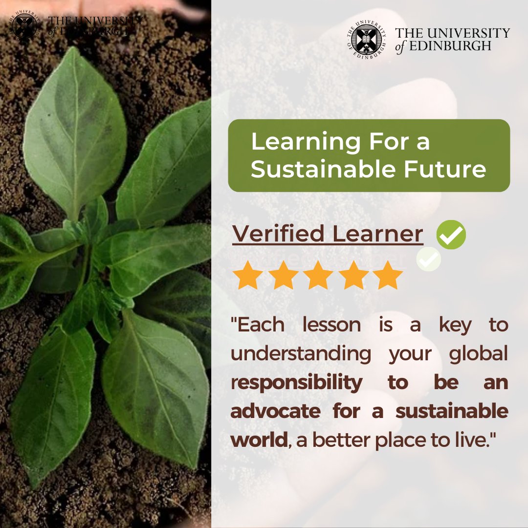 Our free short online course, Learning for a Sustainable Future, is now live! 🌍💚🌱

In Week 1 we'll reflect on our own personal understandings of #sustainability.

Enrol now: edin.ac/3ZAKTQW