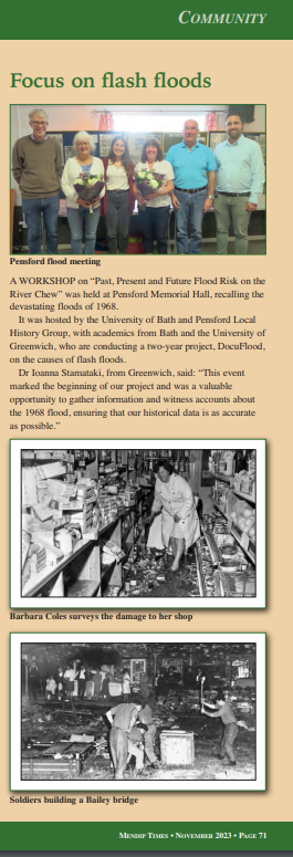 Thank you to Ros for writing about our <a href="/DocuFlood/">DocuFlood</a> workshop in the November 2023 issue of the Mendip Times! We are grateful for the support 🙌#MendipTimes 

Read the full issue online here:  issuu.com/mediafabrica/d…