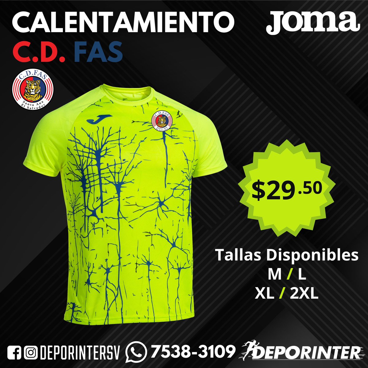 Deporinter_sv's tweet photo. 🔥 Enciende tu espíritu deportivo con las camisa de calentamiento de CD FAS! La perfecta fusión de estilo y rendimiento! 🏆⚽
📱WhatsApp al 7538-3109 o Visitanos en nuestra sala de ventas 🛵 Envios a todo el país por un costo adicional
#PumPumFas #CDFAS #Deporinter #ElSalvador https://t.co/Bx5JPC1ULm