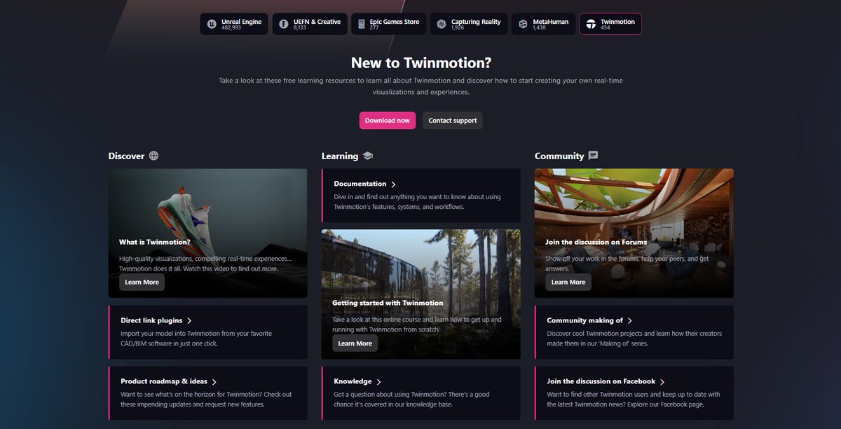 Twinmotion joined the Epic Dev Community!

Explore our all-in-one Twinmotion community page to showcase your projects, learn Twinmotion, access resources, and share your rendering knowledge. dev.epicgames.com/community/twin…