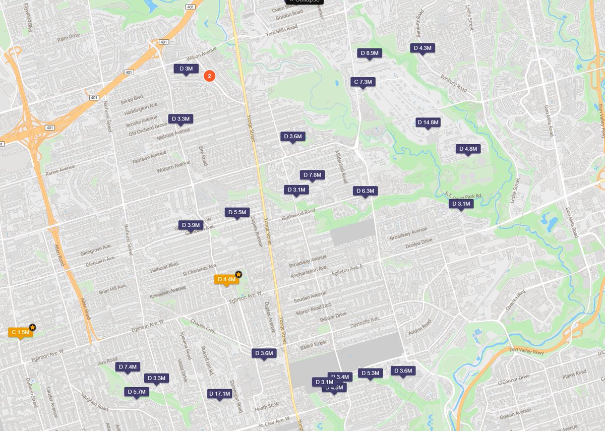🇨🇦 That's a lot of high end inventory...

🤔This area captures some of the most expensive real estate in Toronto. Forest Hill, Bridal Path, St. Andrews, Lawrence Park, Sunnybrook etc. 

😲 On the left, listings over $3m listed in the last 30 days. On the right, sold listings over…