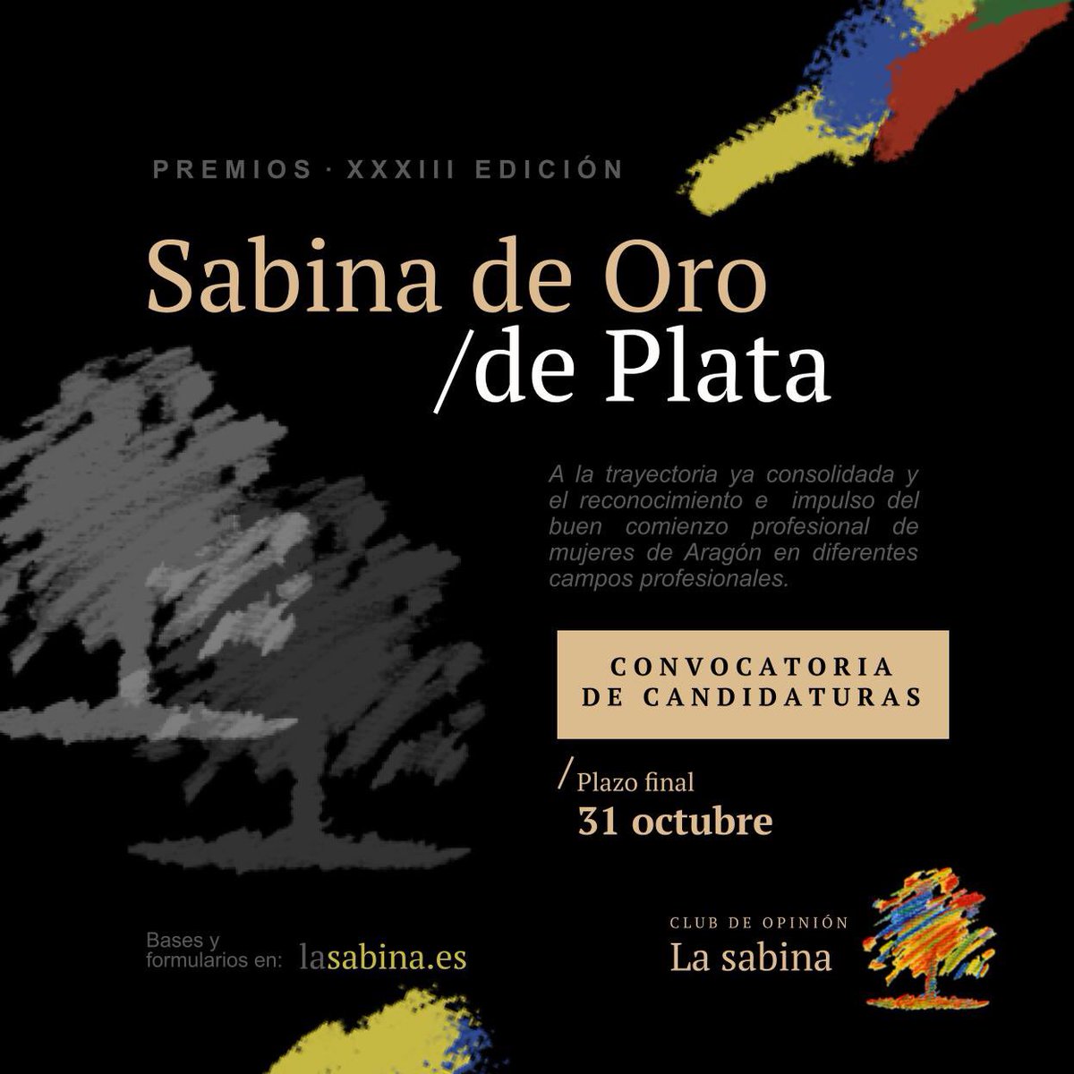 Últimos días de nuestra convocatoria de candidaturas para los premios #SabinaDeOroyPlata 2023. 

Bases y formulario en: lasabina.es/2023/10/10/con…