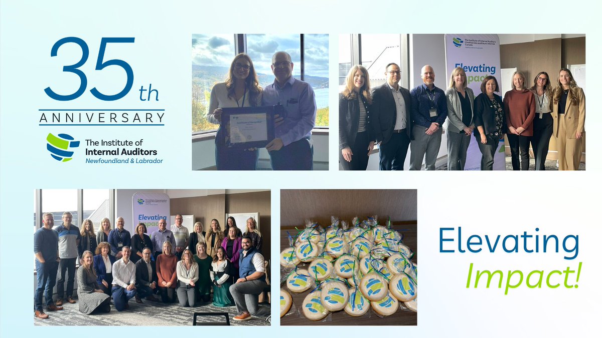 IIA Newfoundland & Labrador is celebrating its 35th anniversary as an official chapter of IIA Canada and 35 years of elevating the profession, impacting their members, and growing The IIA's presence in its region!  #MemberDriven