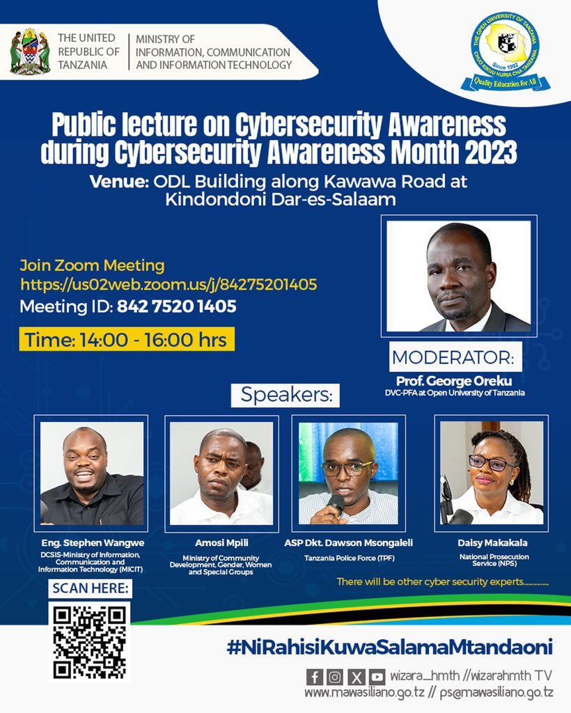 wizaramth's tweet image. #NiRahisiKuwaSalamaMtandaoni #UsalaMtandao #CyberSecurityAwarenessMonth2023
