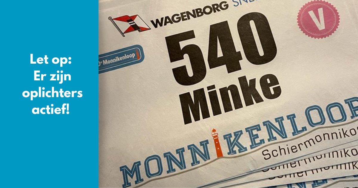 Monnikenloop's tweet image. ‼️ 𝗟𝗲𝘁 𝗼𝗽! Helaas zijn er oplichters actief! Wil je een startbewijs overnemen? Dan kun je de inschrijving bij ons laten controleren. Mail de naam en geboortedatum van de deelnemer naar info@monnikenloop.nl. Dan weet je zeker dat je een écht startbewijs overneemt.
