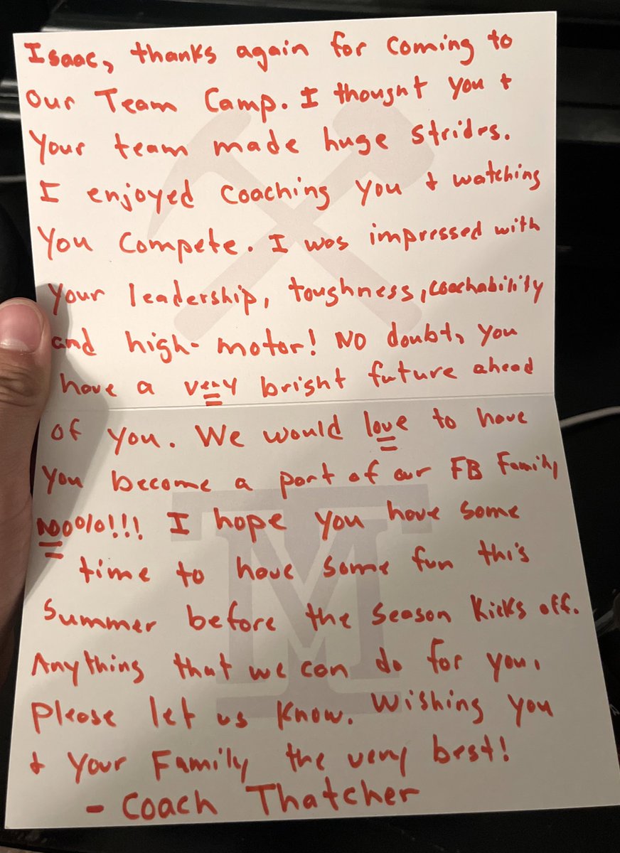 Isaac Stoker (@isaacstoke13102) on Twitter photo A huge Thankyou to <a href="/CoachThatcher/">Dan Thatcher</a> for the handwritten letter
<a href="/MonTechFootball/">Montana Tech Football</a> #family A huge Thankyou to <a href="/CoachThatcher/">Dan Thatcher</a> for the handwritten letter
<a href="/MonTechFootball/">Montana Tech Football</a> #family