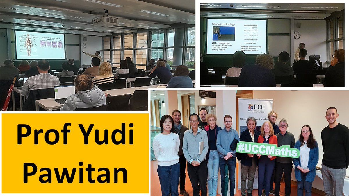 UCCsms's tweet photo. Returning to his old @UCCsms stomping ground during #StormBabet, Prof Yudi Pawitan @karolinskainst described the #GenomicsRevolution in cancer therapies (of which he is at the forefront). 👏
#UCCMaths #SOMS_Seminar_Series
 @UCCResearch @UCCPublicHealth @statsepi  @UCCMedHealth https://t.co/dgdXym3VUU