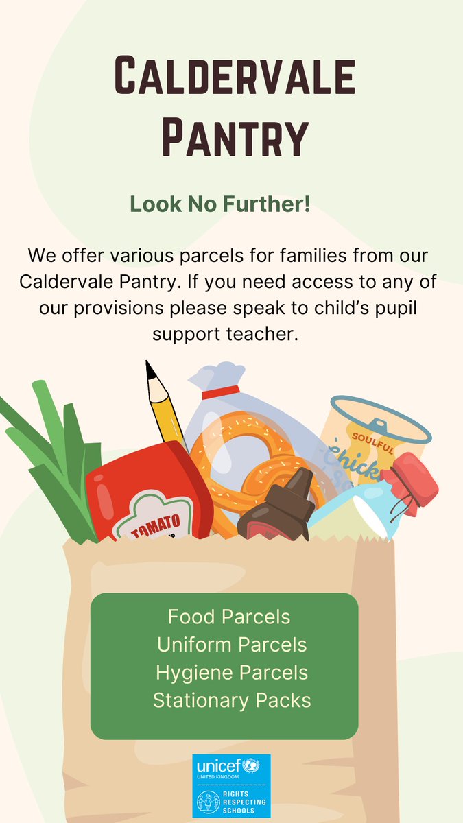 Caldervale High RRS (@caldervalerrs) on Twitter photo A reminder that the <a href="/CaldervaleHigh/">Caldervale High</a> Pantry is on offer for any families who require access to food, uniform or hygiene parcels! We also accept donations of non-perishable food, clothing and hygiene products such as soap, shampoo and toothpaste. #reducereuserecycle A reminder that the <a href="/CaldervaleHigh/">Caldervale High</a> Pantry is on offer for any families who require access to food, uniform or hygiene parcels! We also accept donations of non-perishable food, clothing and hygiene products such as soap, shampoo and toothpaste. #reducereuserecycle