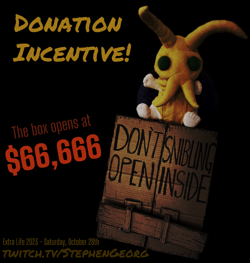 TheKubliest's tweet image. Help us share Snaby's snibling with the world this Saturday for Extra Life! 

When $66,666 total donations are released, the box will open. extra-life.org/index.cfm?fuse…

#GeorgExtraLife