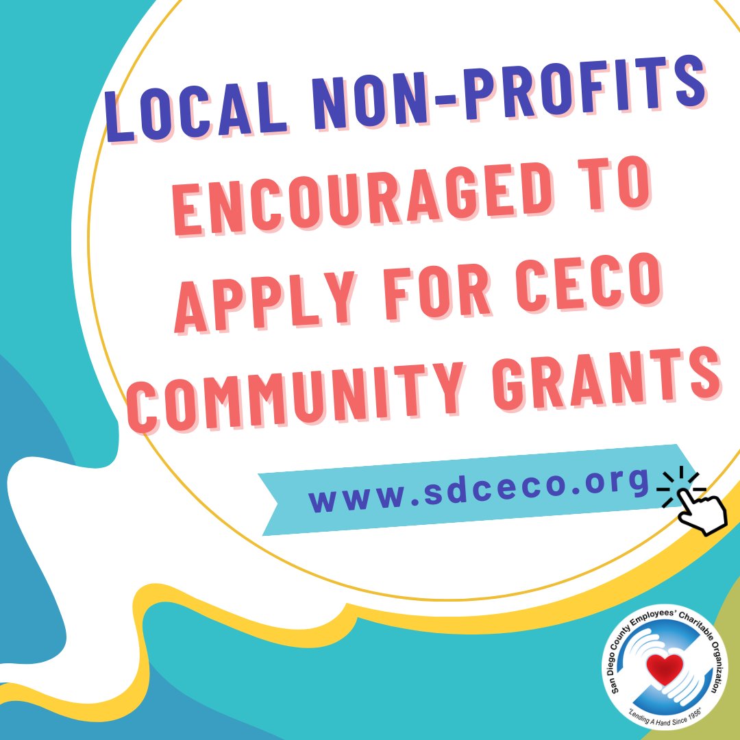SanDiegoCounty's tweet photo. The San Diego County Employees’ Charitable Organization (CECO) is now accepting applications for 2024 Community Grants. Grant applications must be received by Friday, Nov. 3, 2023.

2024 grant instructions and the application can be found at https://t.co/ceIQ7VeCPA. https://t.co/bK1eslUSKP