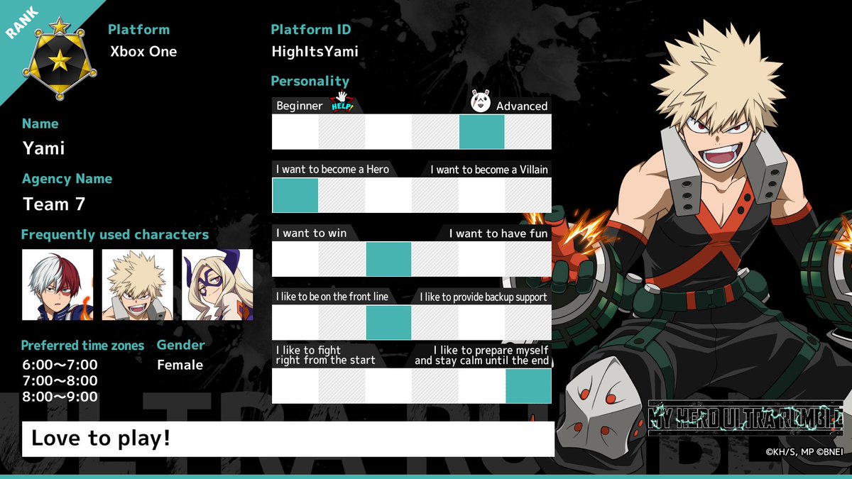HighItsYami's tweet photo. @MyHeroUR Here is mine! Follow me if you’d like to play! https://t.co/ltZpTuAYWe