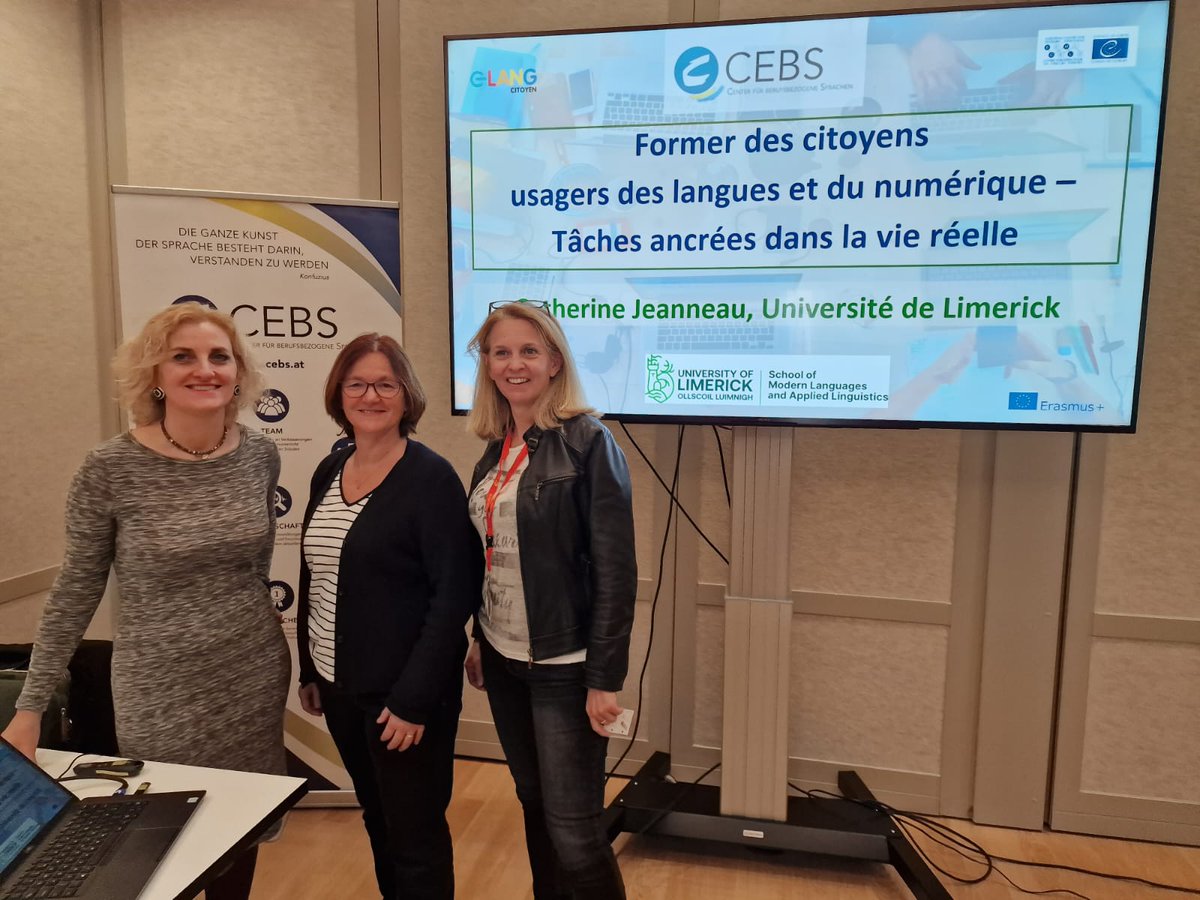 CathJeanneau's tweet photo. Delighted to have delivered a keynote &amp; a workshop at the #SprachenForum2023. Lovely to meet so many enthusiastic teachers &amp; the fantastic @CebsAustria team. Presented the @Linguanum_eu &amp; #ECML_elang projects Bis bald! https://t.co/vuIyuoGrOi