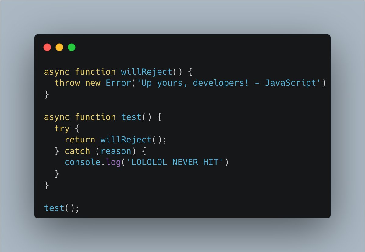 BenLesh's tweet image. Async await is super awesome... until it's not and it's not obvious to newer developers.
Lint your code, folks.