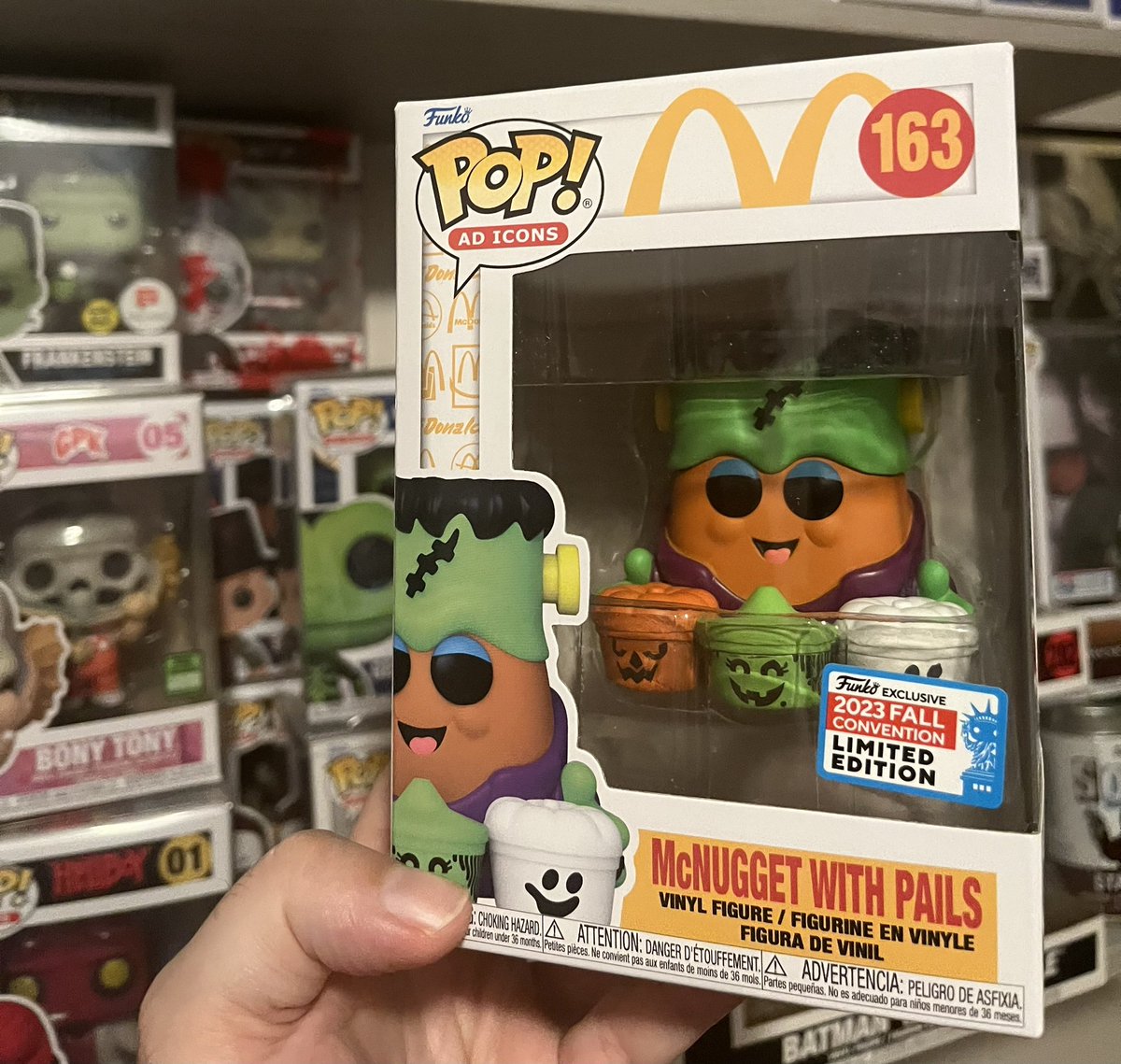 FTBPops's tweet photo. It’s been soooo long since I’ve posted. I even missed doing #Halloween countdown posts. 😔 So just in time here is my one of my latest @originalfunko from #NYCC2023 via Funko Shop. I love this one because of the #Frankenstein costume.

#FunkoPop #McNugget   #PopCollector https://t.co/qtdtsXbapT