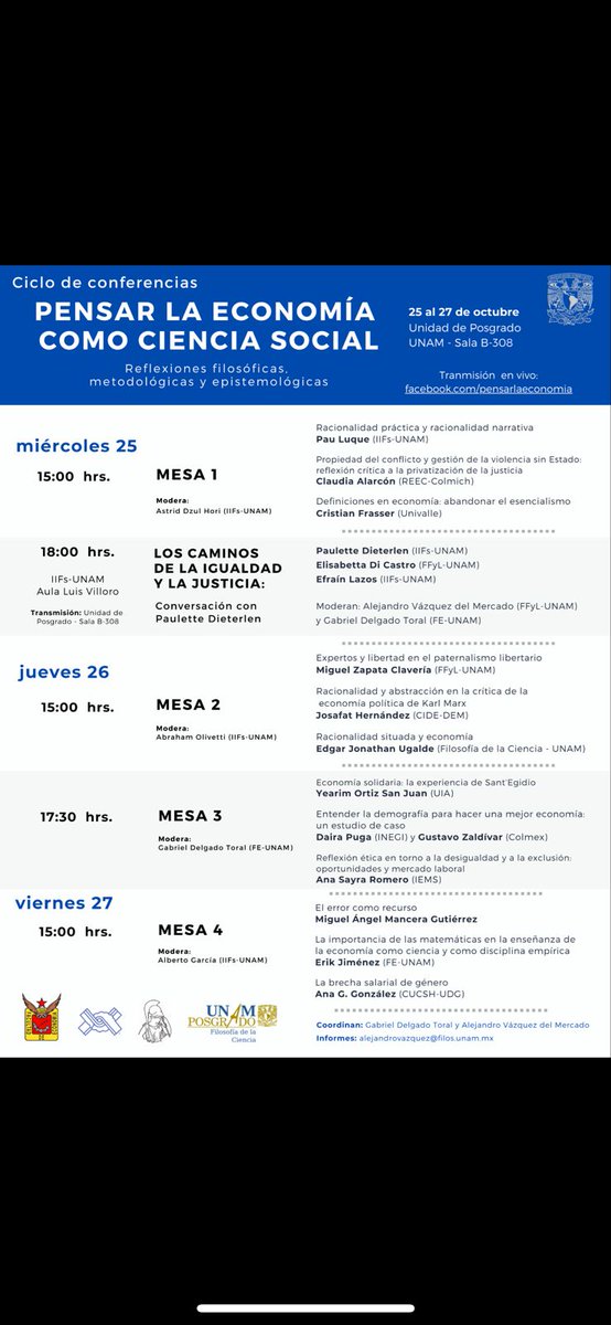 Los invitamos al Ciclo de conferencias: "Pensar la economía como ciencia social" en la Unidad de Posgrado, Saludos :))