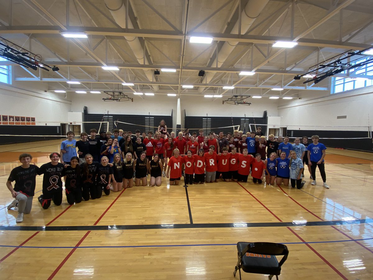 Another successful RRW volleyball tournament! All 11 teams! Great job kids!!! #choosetobehealthy #RedRibbonWeek