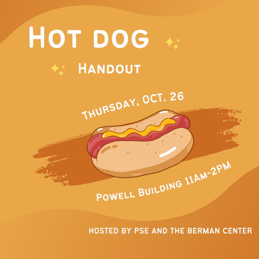 EKUBermanCenter's tweet photo. Come out to the Powell Building and check us out! 🌭

Thursday, October 26 11 am - 2 pm. ⏰ https://t.co/ZTOCgdKCXh