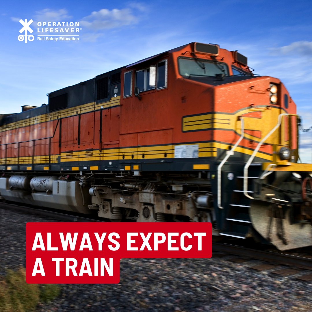 Whenever you see railroad tracks, always expect a train. Trains are quieter and faster than you think! 
#SeeTracksThinkTrain
#RailSafety