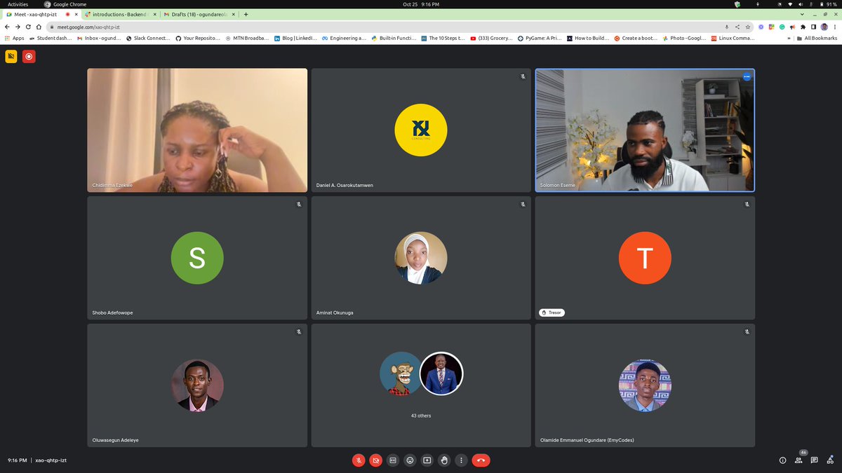 EmyCodes's tweet image. Day 1 of #100DaysOfEngineering

To master backend engineering, I&apos;m starting #100DaysOfEngineering led by @master_backend.
Today, we had an introductory class with @Kaperskyguru and his team.
I hope to grow and master the backend side during this challenge. 

It surely gets better
