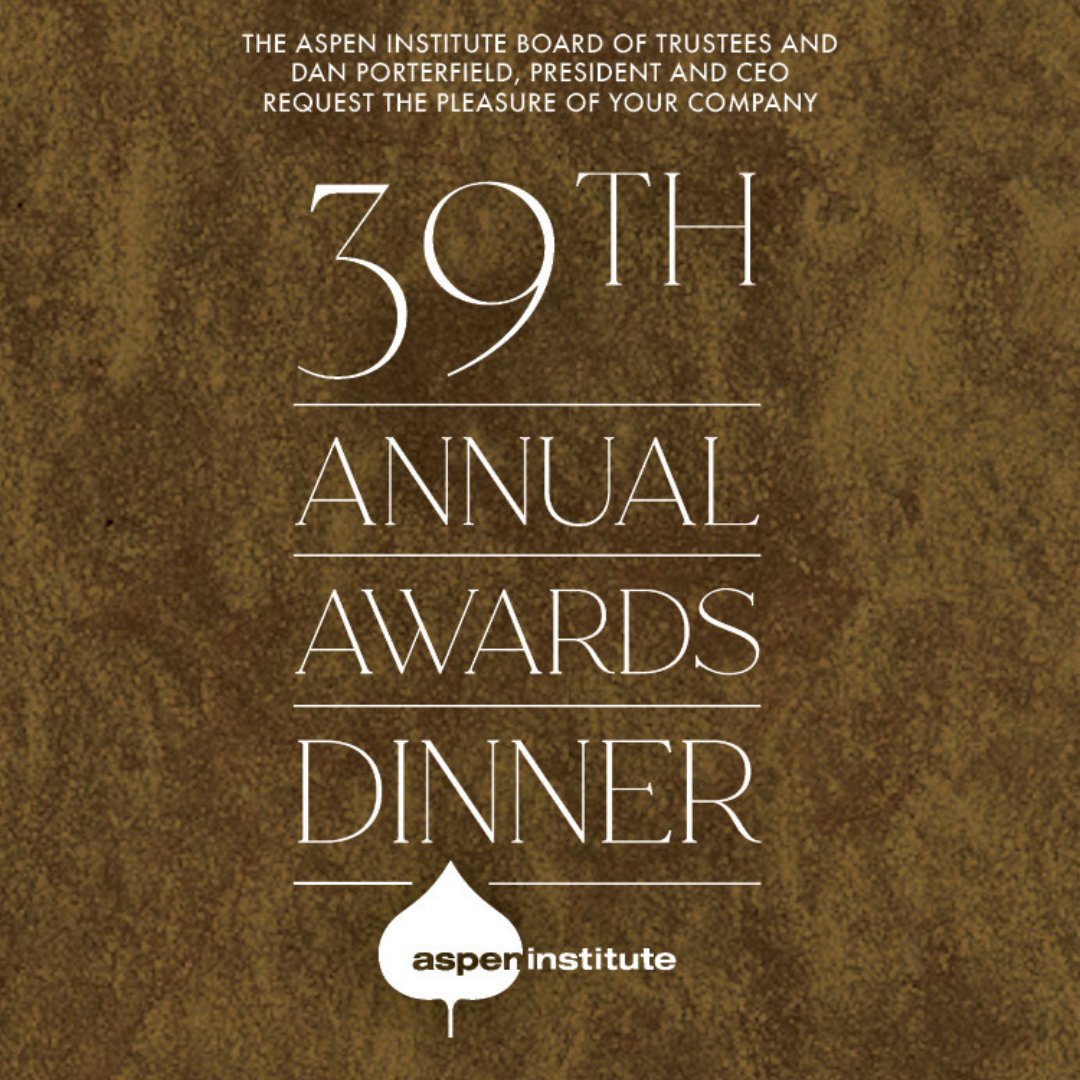 Join us for the 39th Annual Awards Dinner on November 2 at the Plaza Hotel, NYC. Don't miss a conversation with our honorees, moderated by @IAmAmnaNawaz! Get your tickets: aspeninstitute.org/events/39th-an… #AspenAwardsDinner