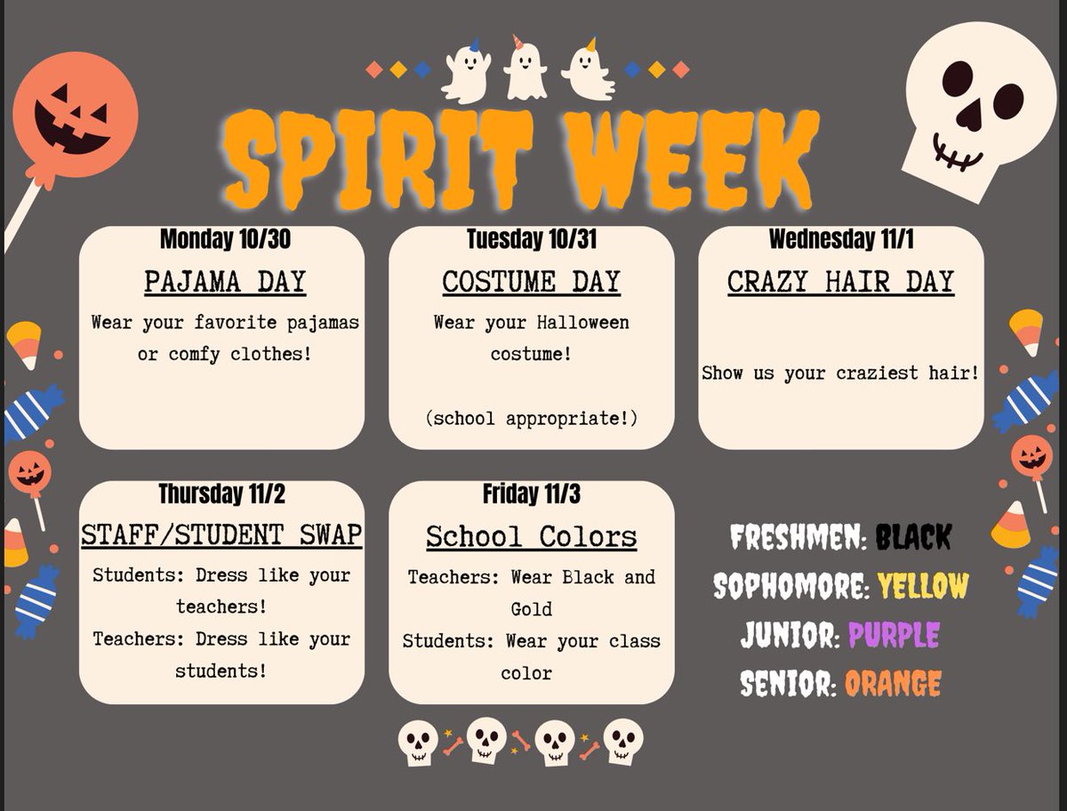 CL families- Spirit Week starts Monday! Let’s have some fun!!