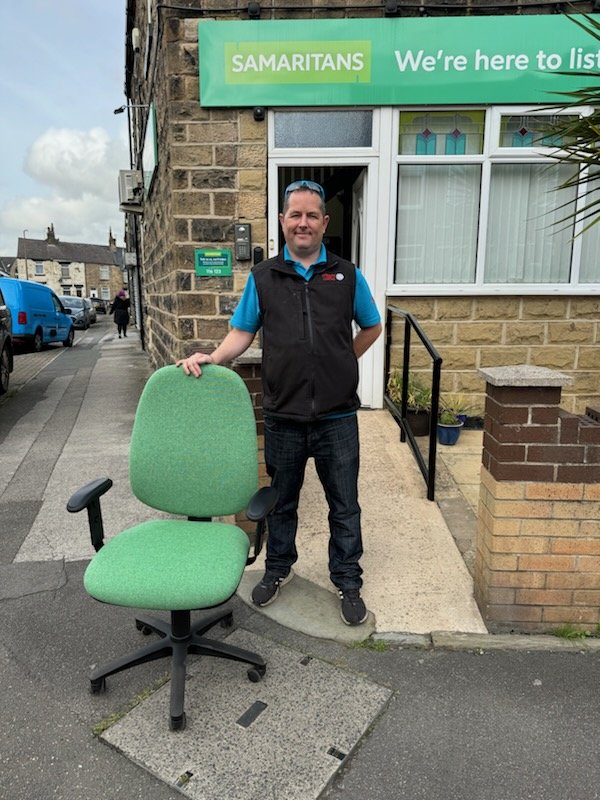 Thankyou Dave. Yorkshire Rose Holidays have generously donated 4 new office chairs for the Samaritans at Pitt Street. Our volunteers love them!