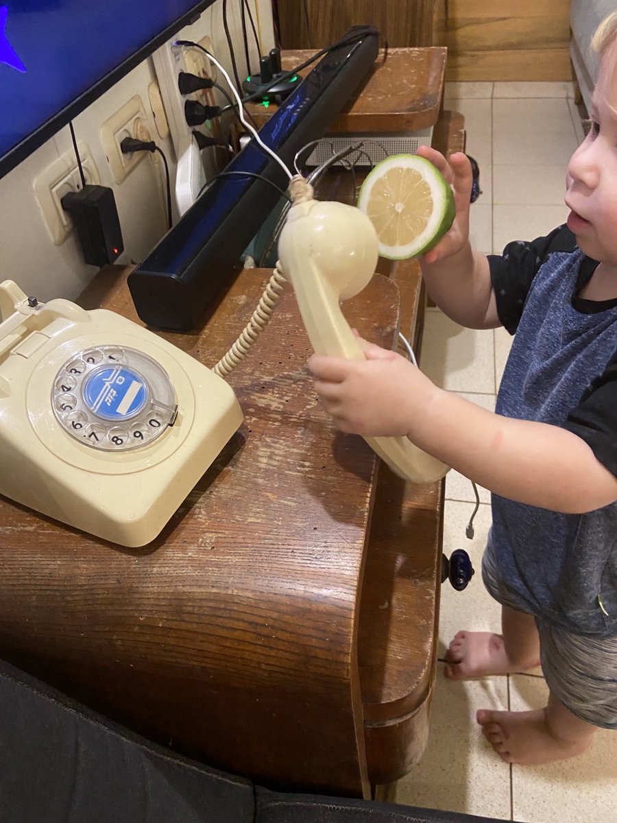 בן2 ביקש להראות בטלפון לבת דודה שלו את הלימון שהוא קטף
