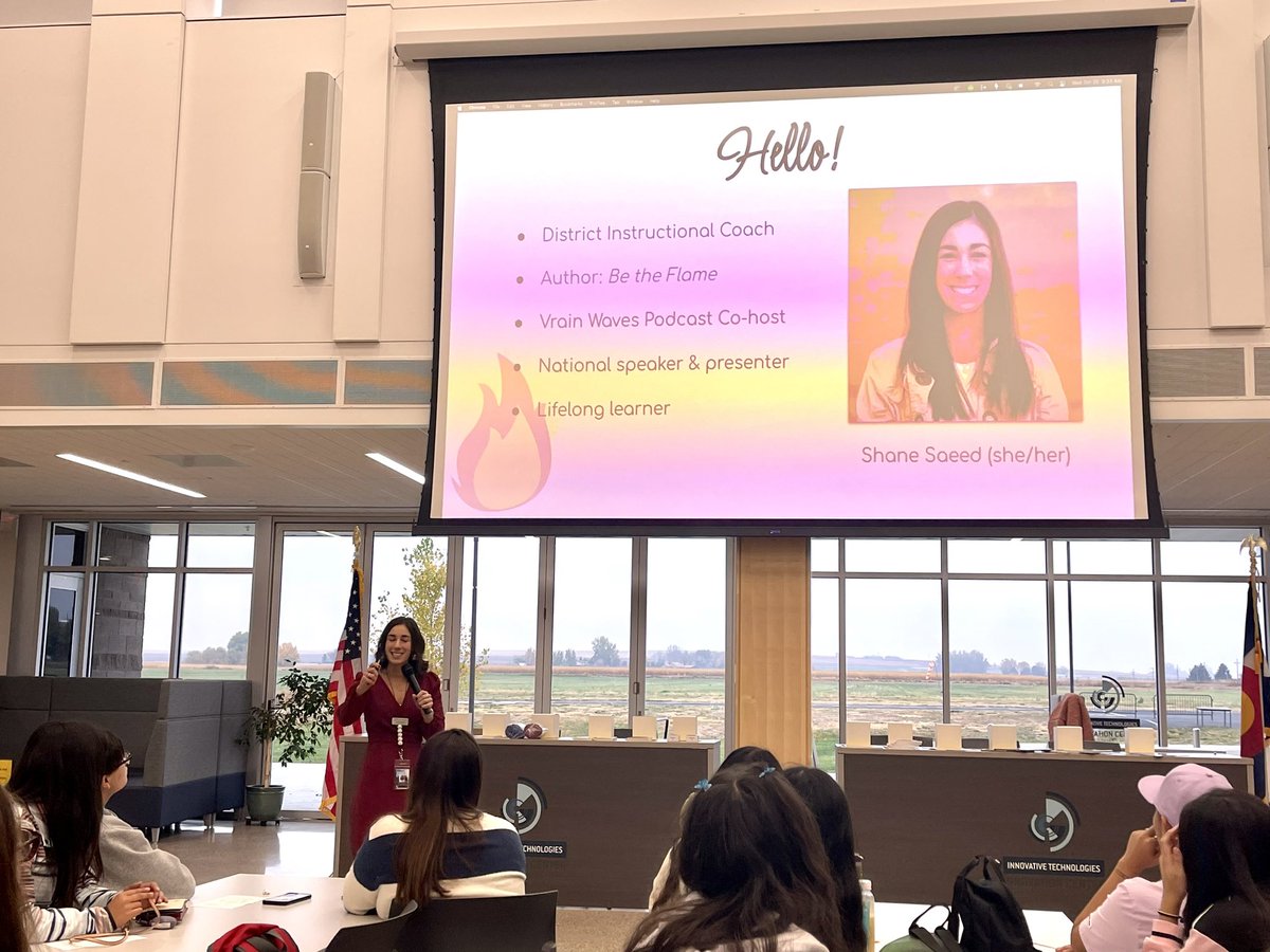 SandyHeiser's tweet photo. What an incredible day for public education. @StVrainPTEACH holding our 1st conference 2 welcome future educators from HS’s all over the state! Inspiring messages from @SVVSDdeputy &amp; @saeed_shane to kick it off. Welcome to the world’s greatest profession! #StVrainStorm @MrsLauer https://t.co/3dahZNA3Ae